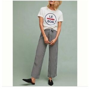 SANCTUARY X ANTHROPOLOGIE 24p gingham checkerboard black white cropped pants